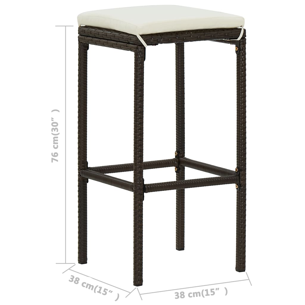 Meuble de bar de jardin 7 pcs et coussins Résine tressée Marron