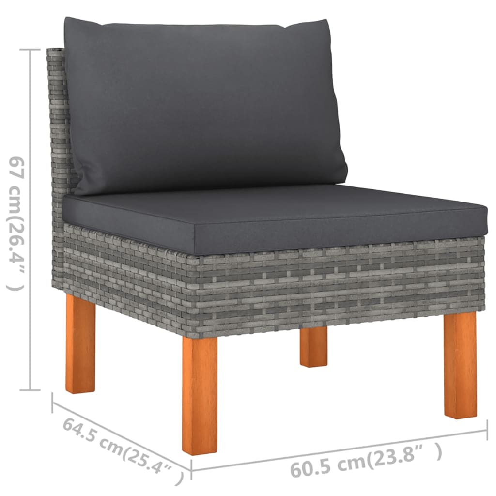 Salon de jardin 5 pcs avec coussins Résine tressée Gris