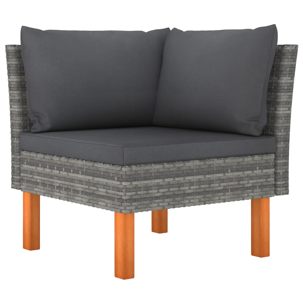 Salon de jardin 6 pcs avec coussins Résine tressée Gris