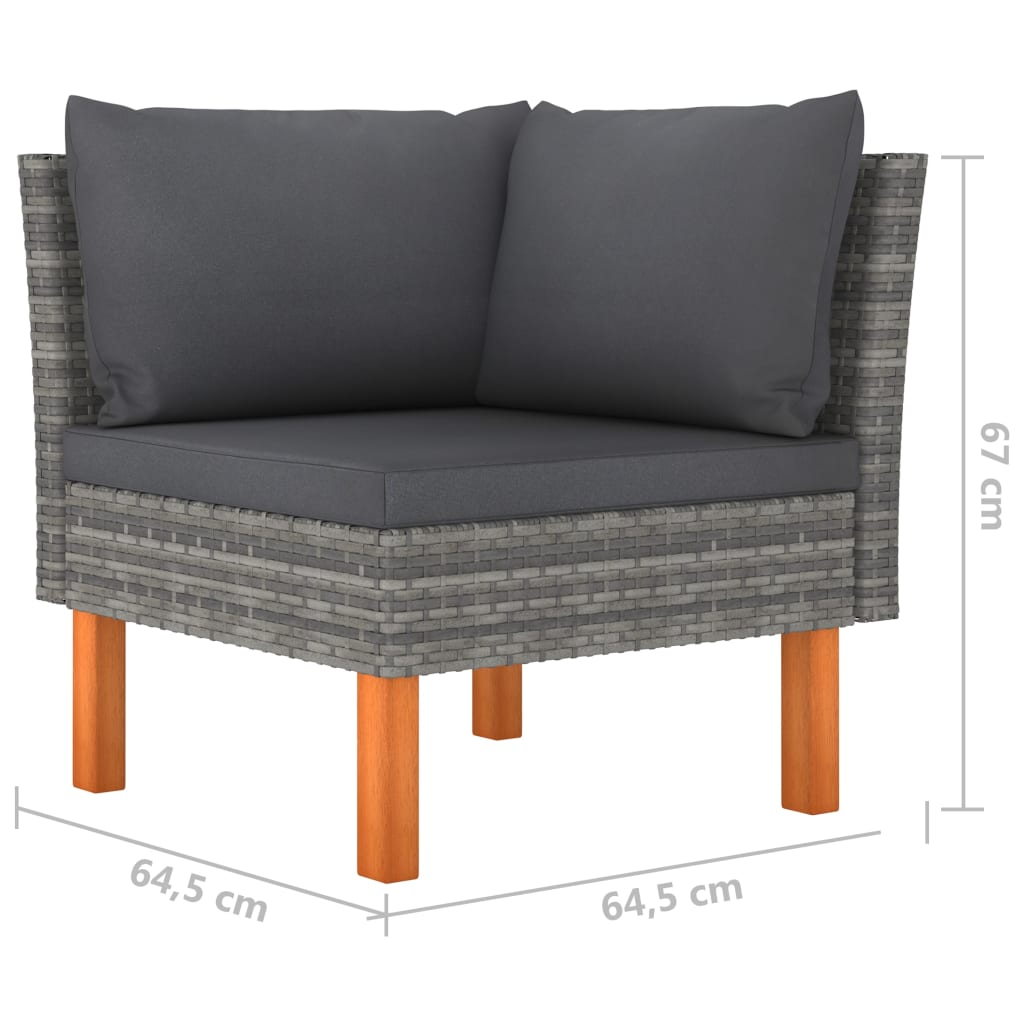 Salon de jardin 6 pcs avec coussins Résine tressée Gris