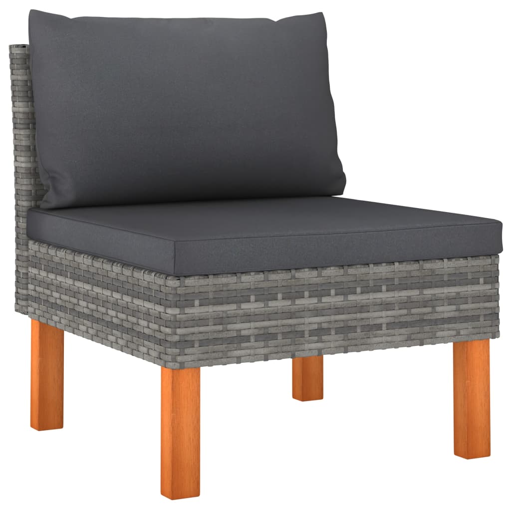 Salon de jardin 7 pcs avec coussins Résine tressée Gris