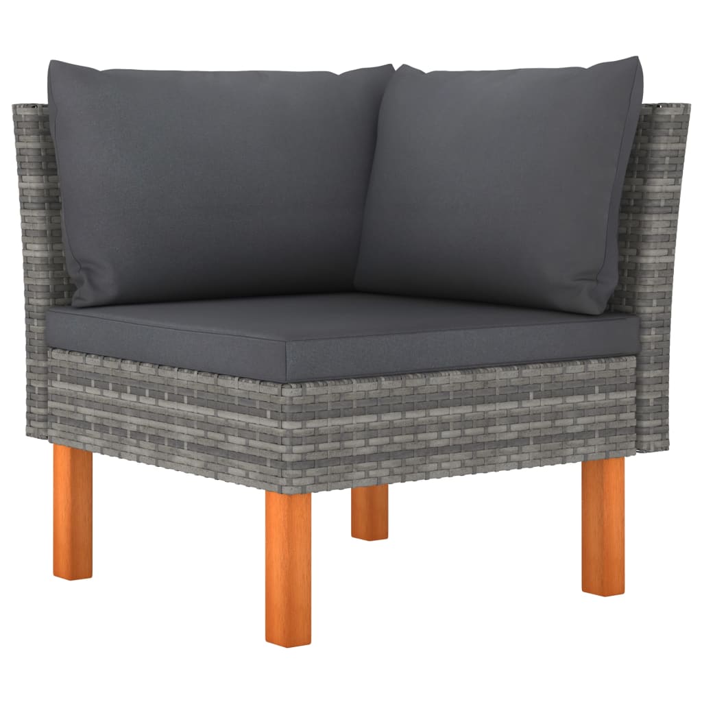 Salon de jardin 12 pcs avec coussins Résine tressée Gris