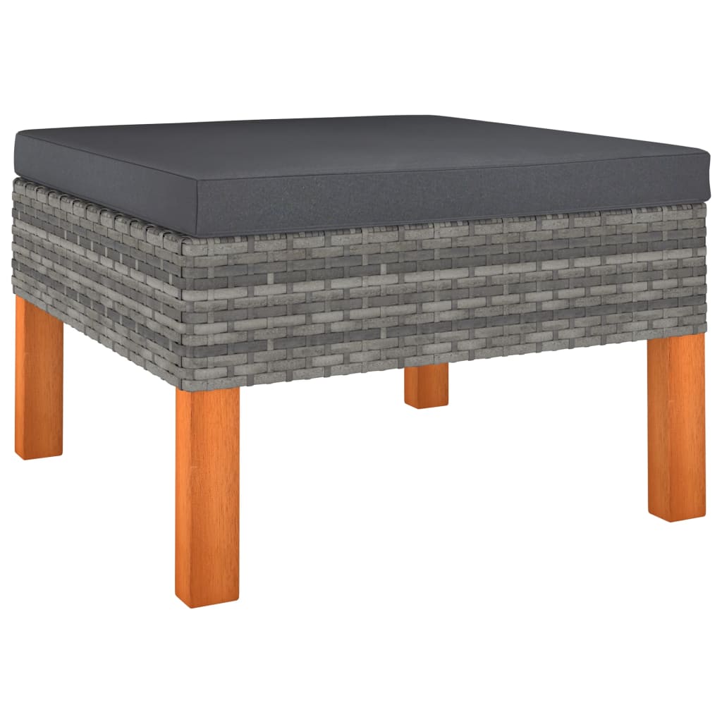Salon de jardin 12 pcs avec coussins Résine tressée Gris