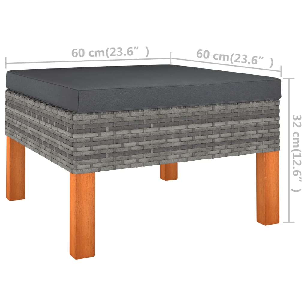 Salon de jardin 6 pcs avec coussins Résine tressée Gris