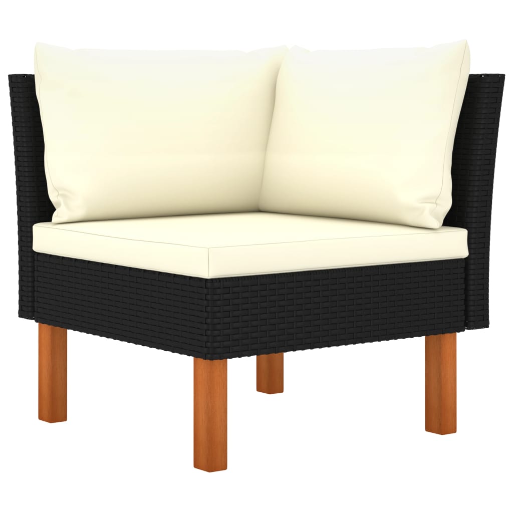 Salon de jardin 4 pcs avec coussins Résine tressée Noir