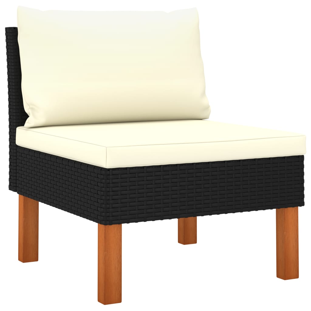 Salon de jardin 4 pcs avec coussins Résine tressée Noir
