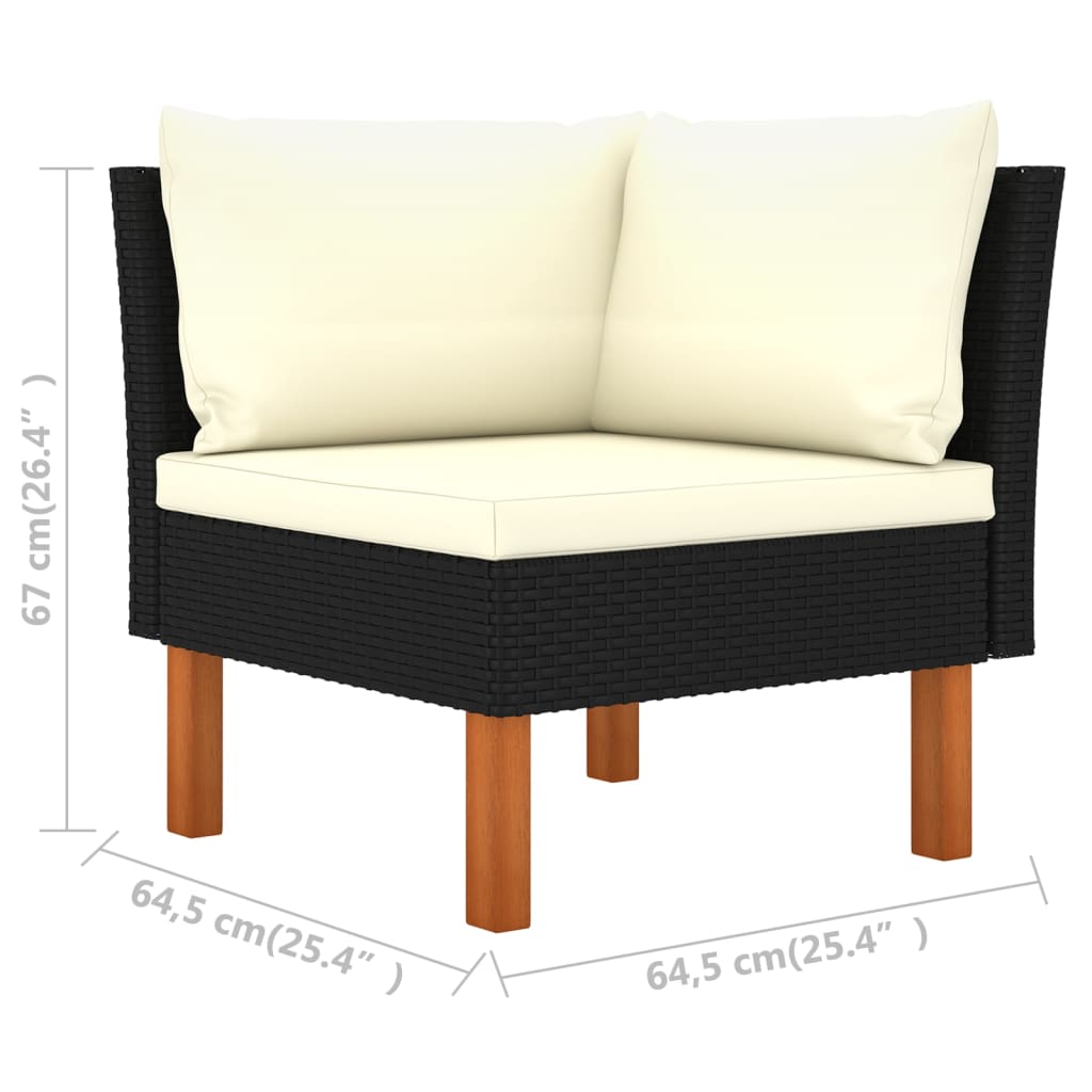 Salon de jardin 4 pcs avec coussins Résine tressée Noir