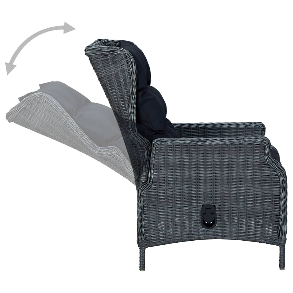 Ensemble de salle à manger de jardin 5 pcs Gris foncé