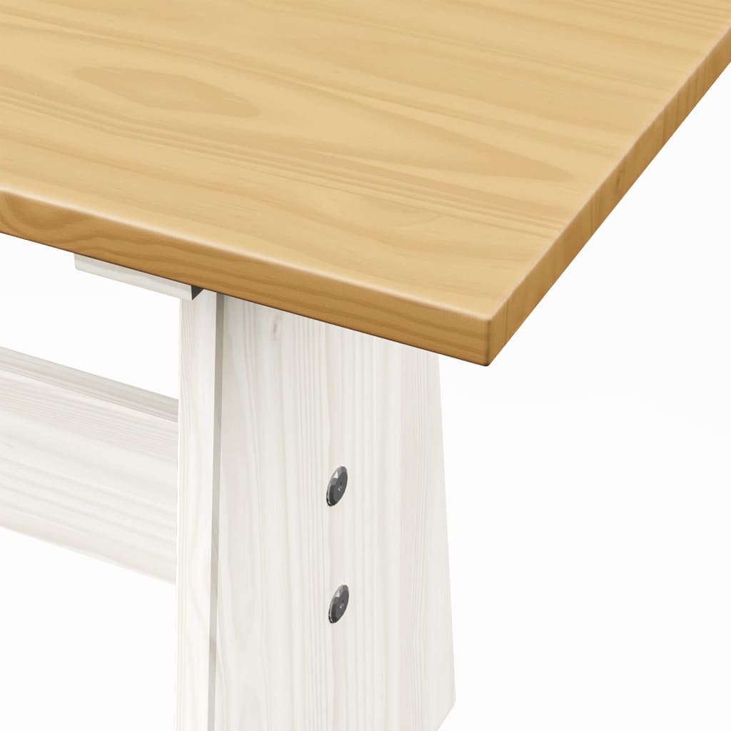 Table à manger avec banc Marron miel et blanc Pin solide