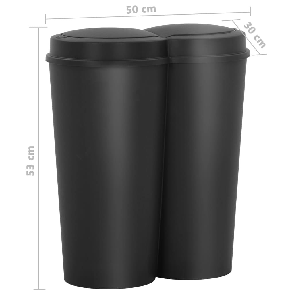Poubelle double à ordures Noir 50 L