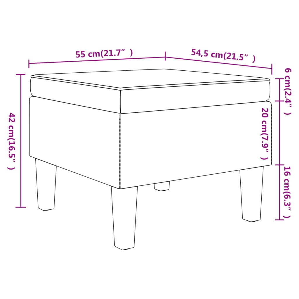 Tabouret avec pieds en bois Marron Tissu