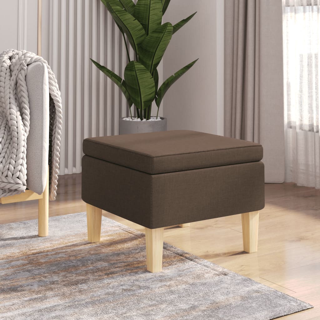 Tabouret avec pieds en bois Marron Tissu