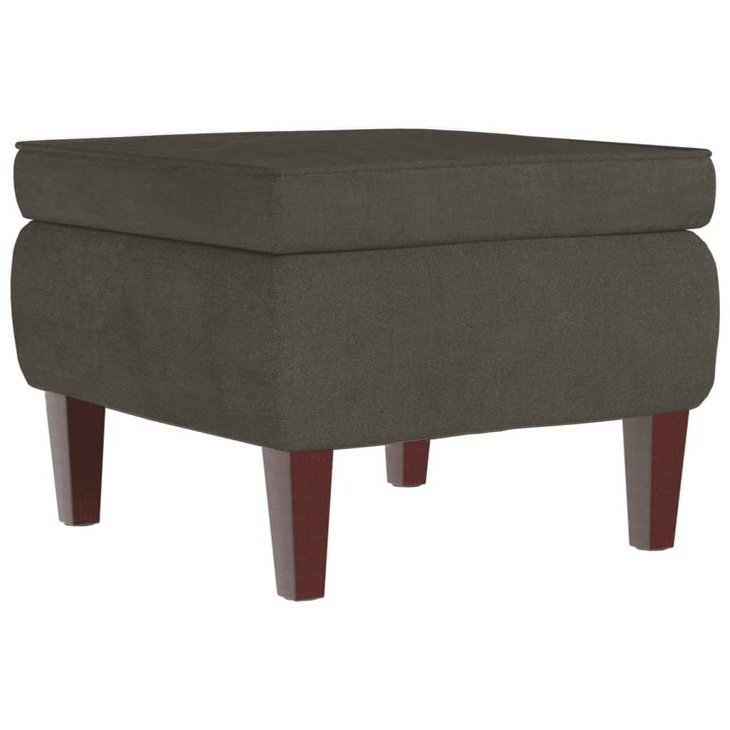 Tabouret avec pieds en bois Gris foncé Velours