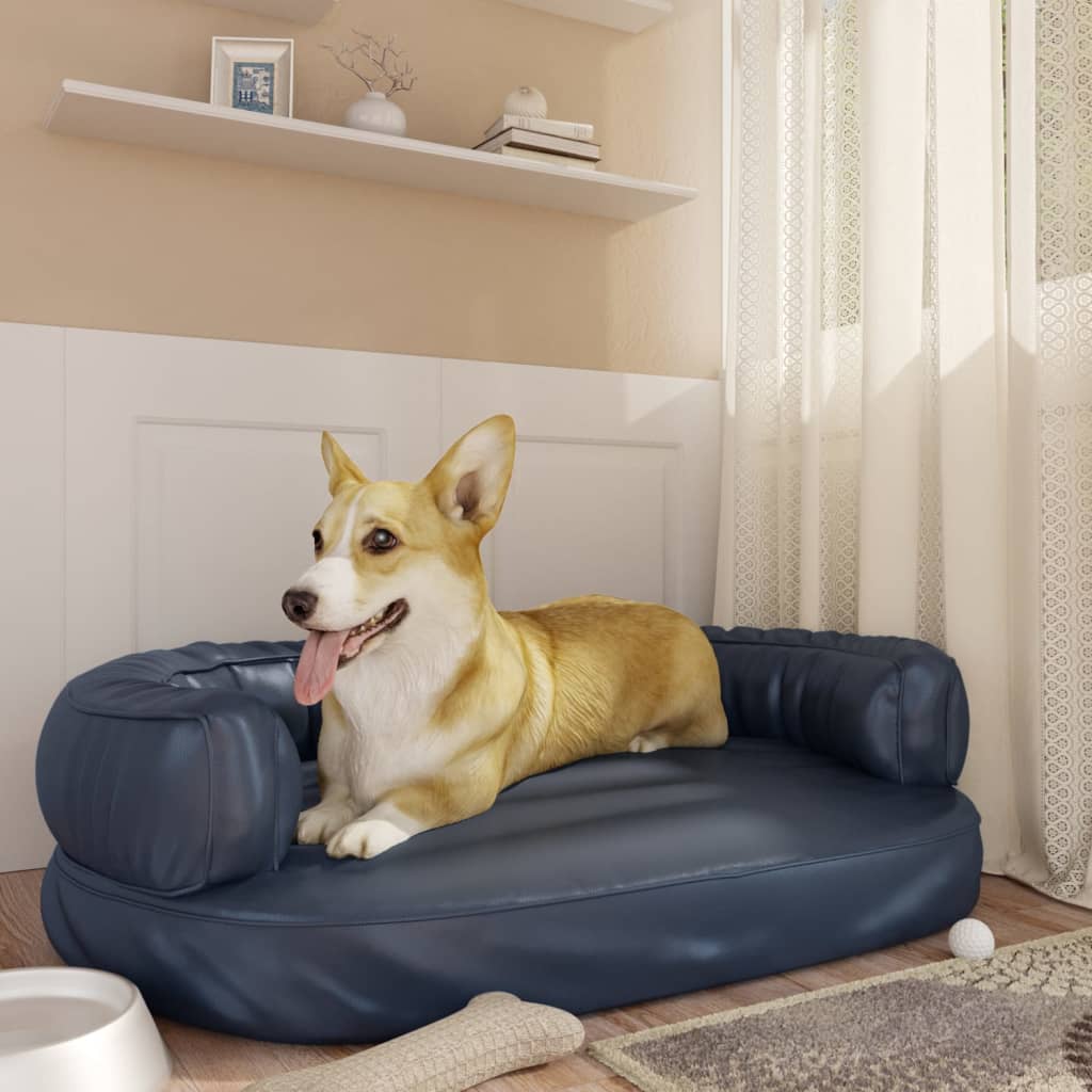 Lit pour chien en Mousse Bleu foncé 88x65cm Similicuir