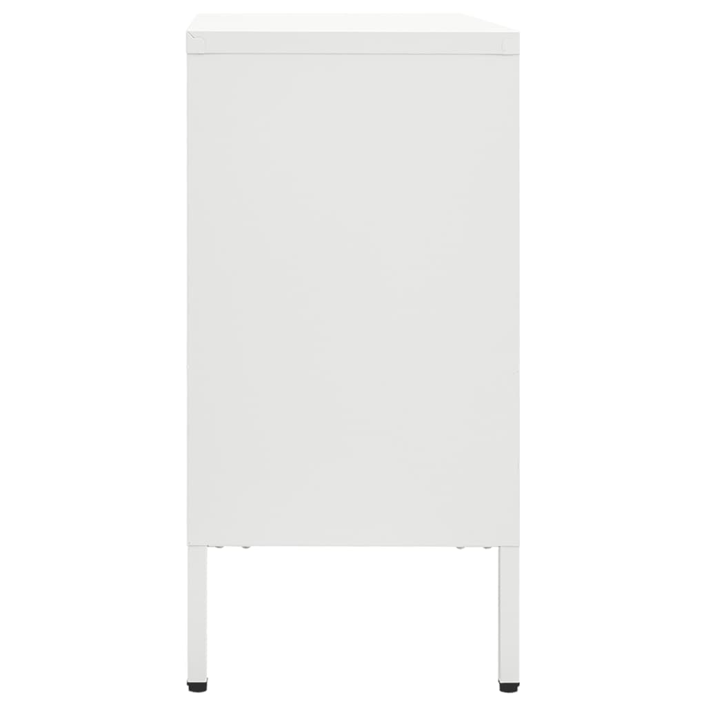 Buffet Blanc 75x35x70 cm Acier et verre trempé