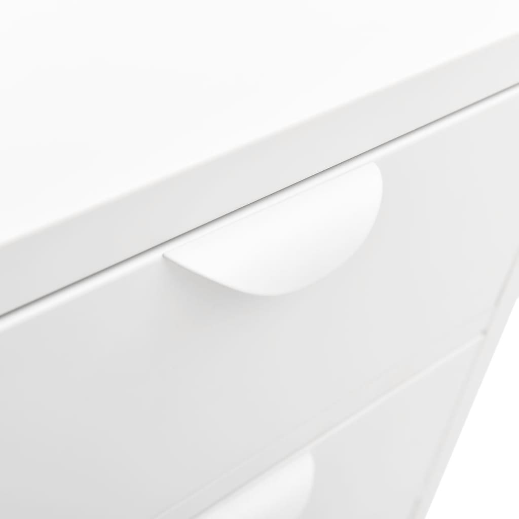 Buffet Blanc 75x35x70 cm Acier et verre trempé