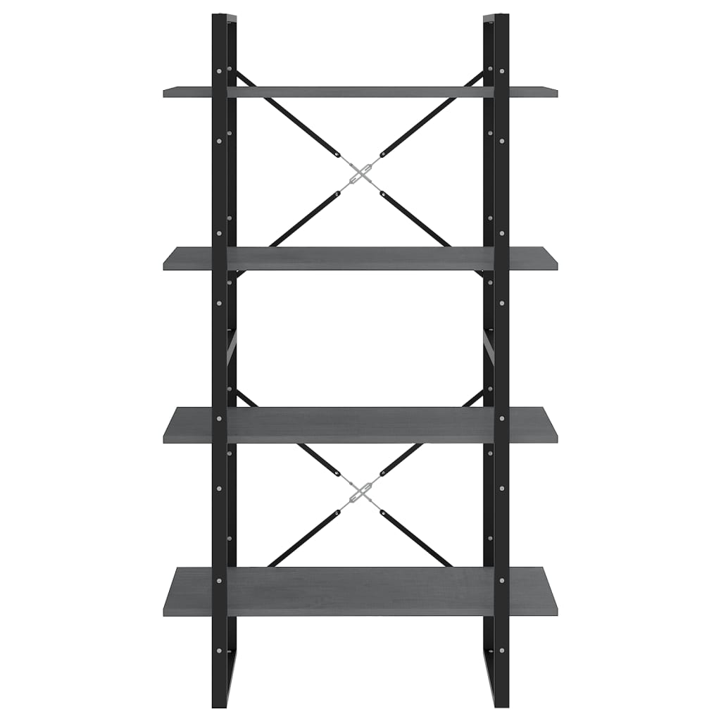 Bibliothèque à 4 niveaux Gris 80x30x140 cm Bois de pin massif