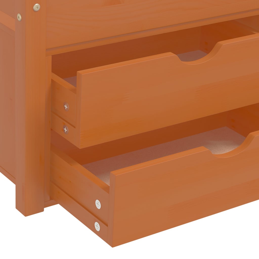 Cadre de lit avec tiroirs et armoire Marron miel Pin 90x200 cm