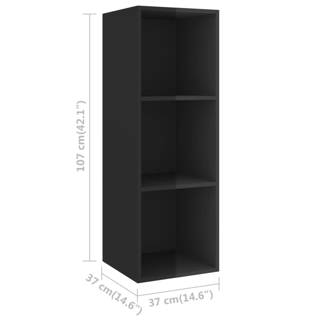 Ensemble de meuble TV 3 pcs Noir brillant Aggloméré