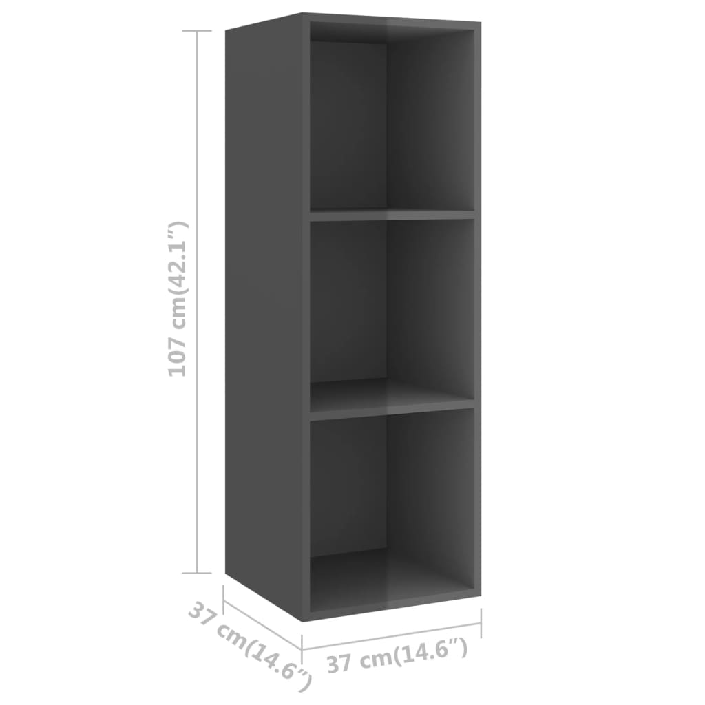 Ensemble de meuble TV 2 pcs Gris brillant Aggloméré