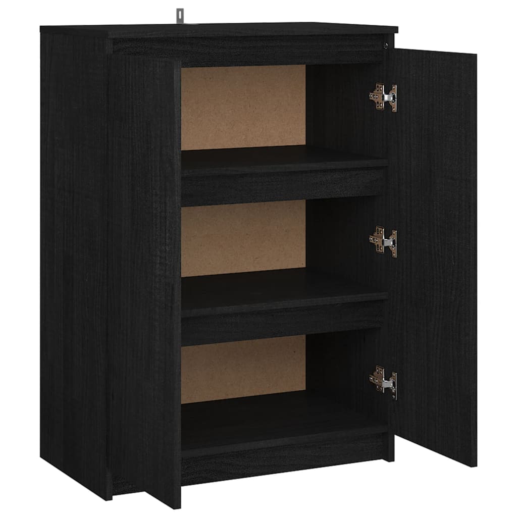 Buffet Noir 60x36x84 cm Bois de pin massif
