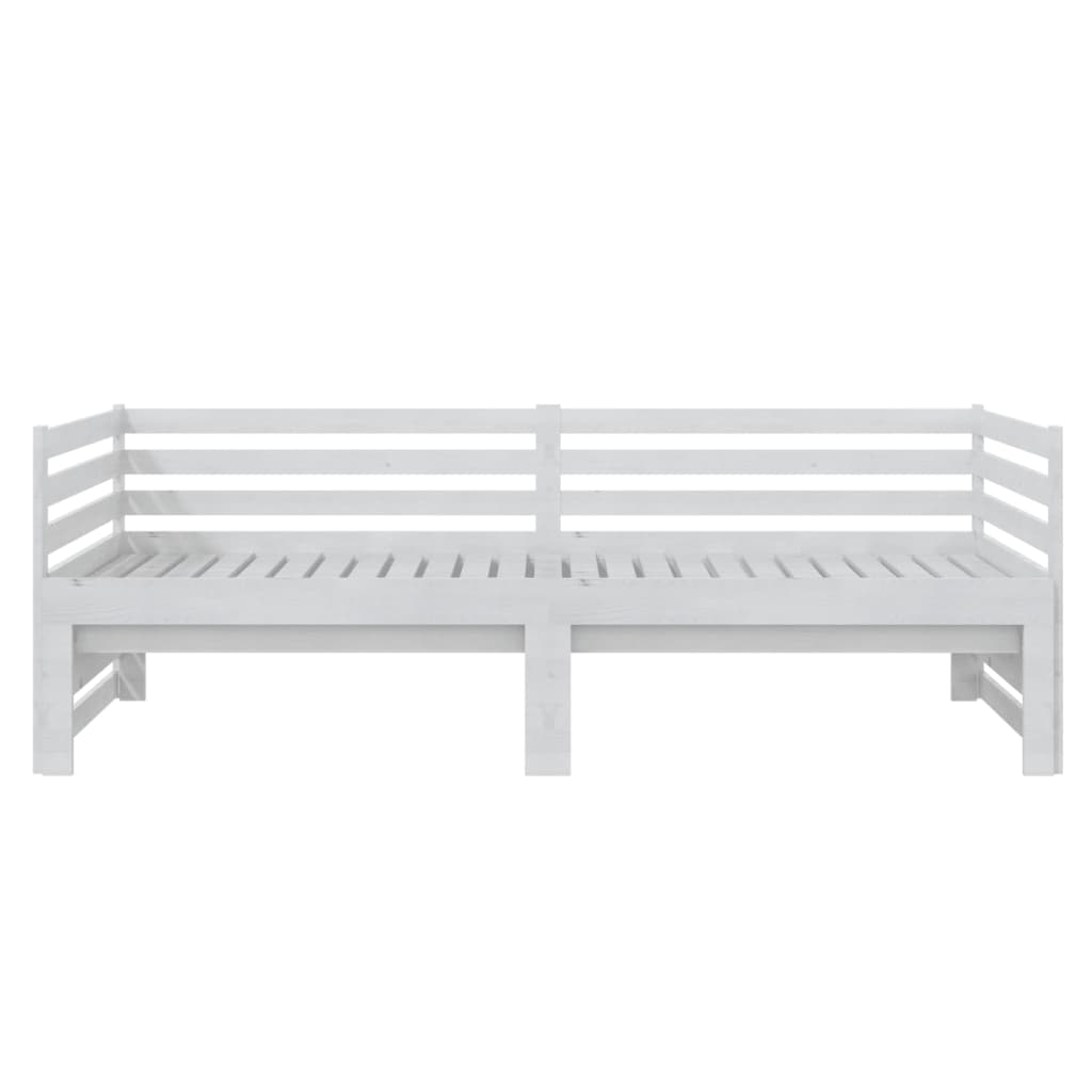 Lit coulissant Blanc Bois de pin massif 2x(90x200) cm