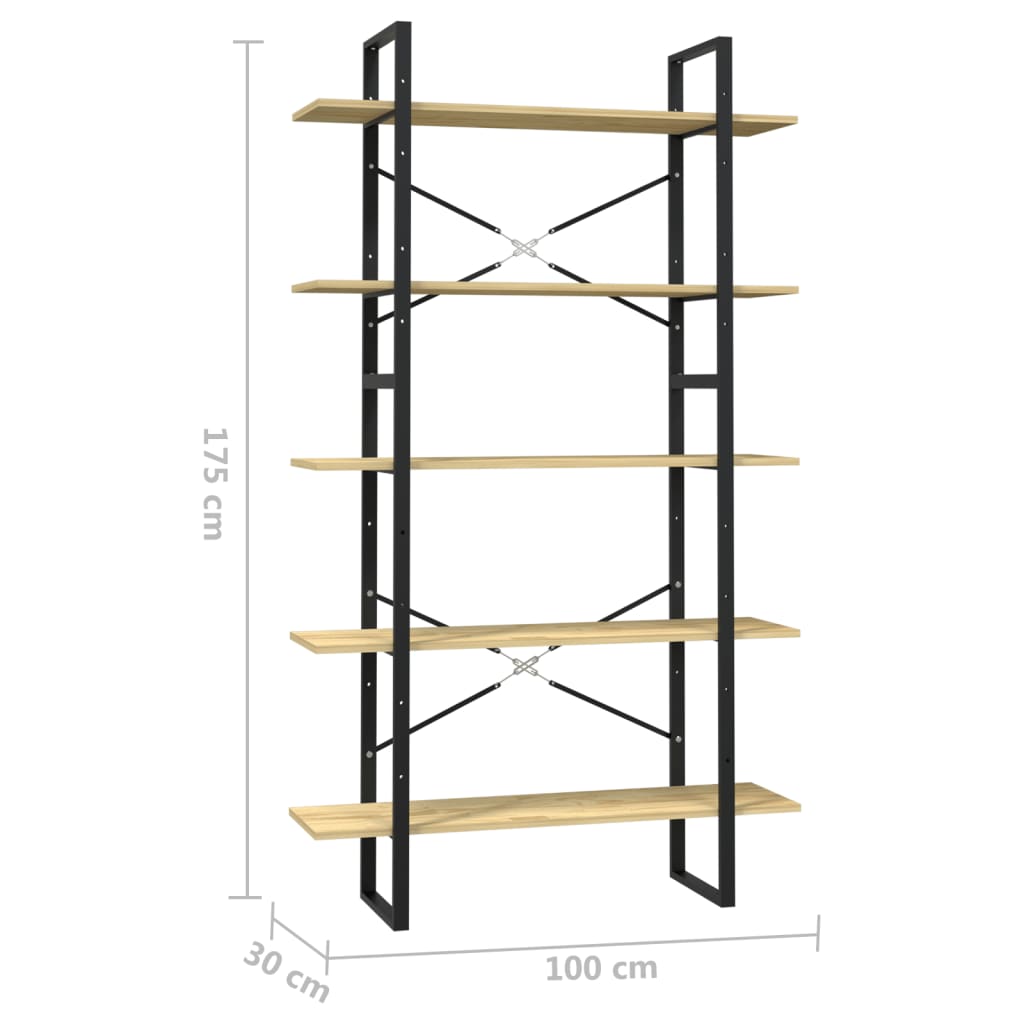 Bibliothèque à 5 niveaux 100x30x175 cm Bois de pin