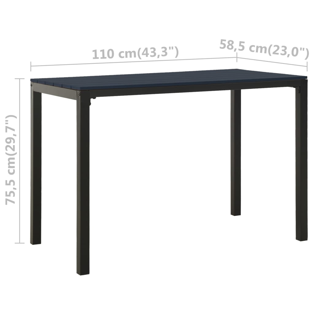 Ensemble de salle à manger de jardin 3 pcs Acier et WPC Noir