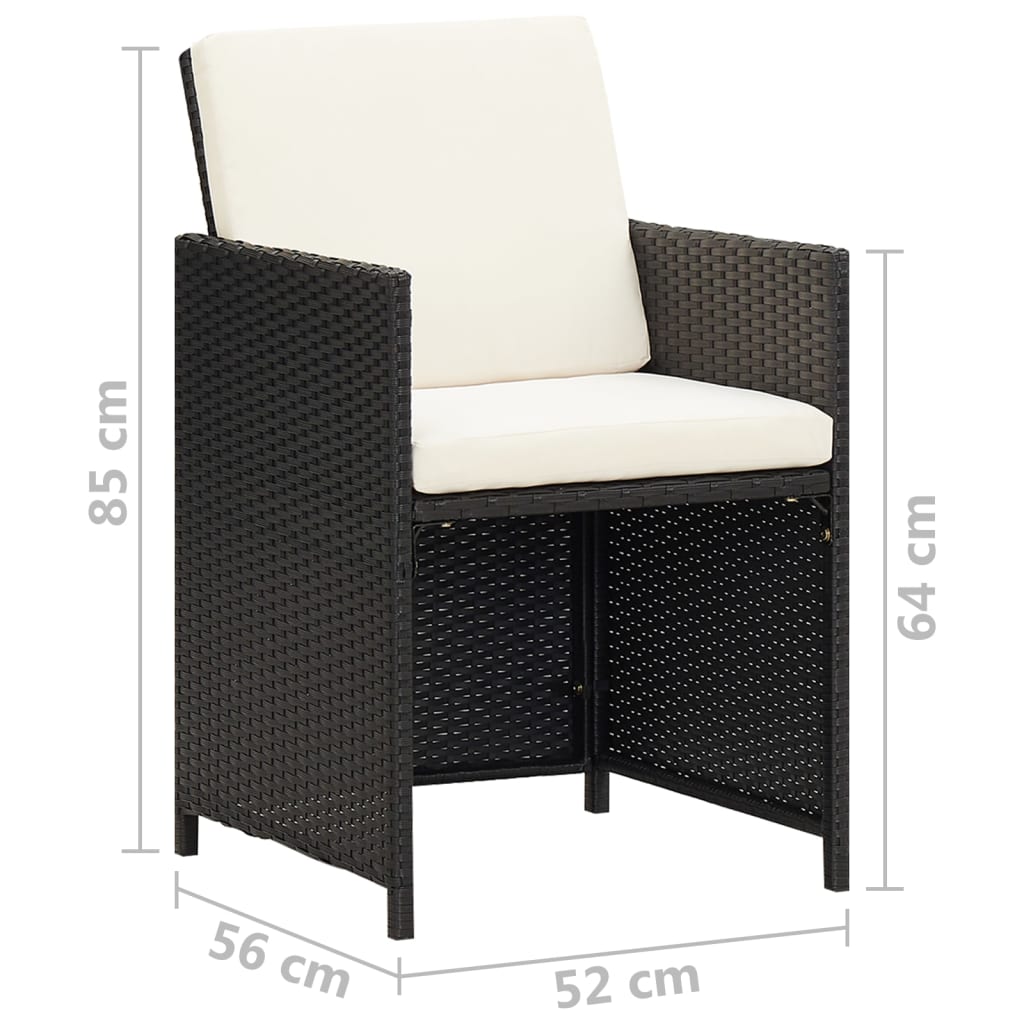 Chaises de jardin 4 pcs Résine tressée Noir