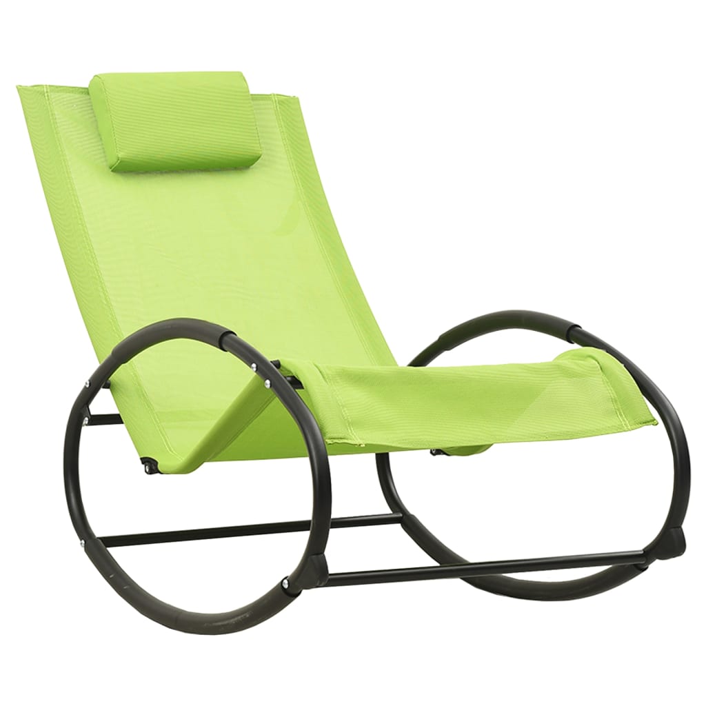 Chaise longue avec oreiller Acier et textilène Vert