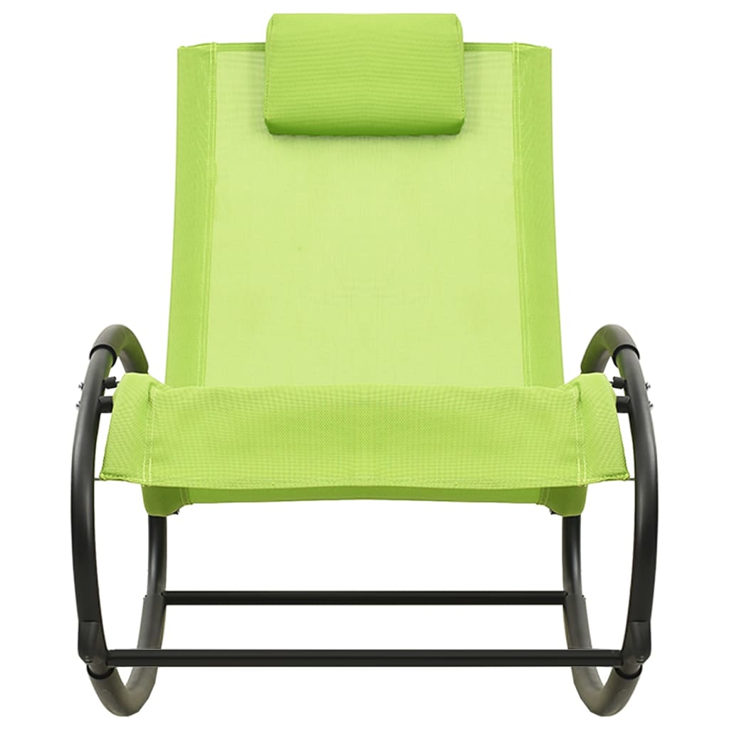 Chaise longue avec oreiller Acier et textilène Vert