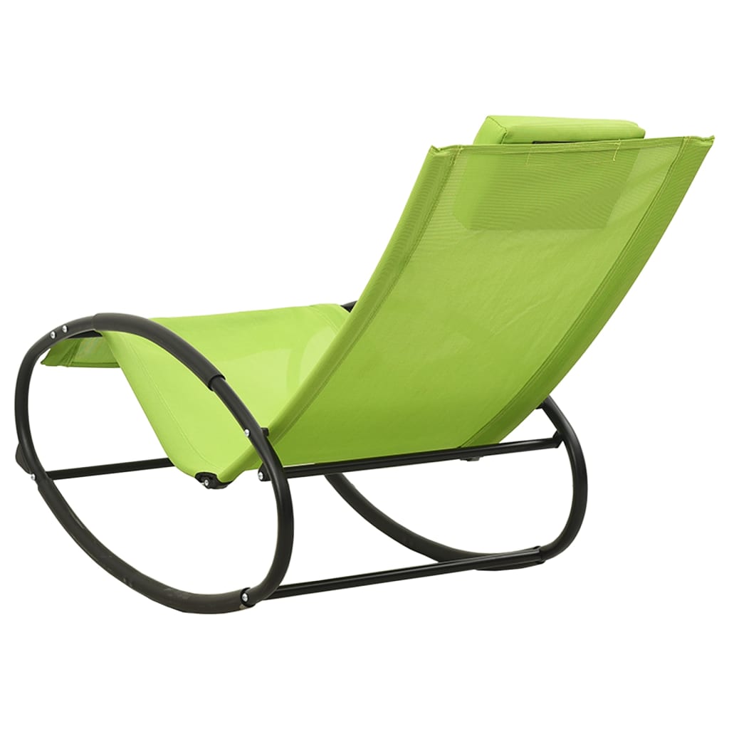 Chaise longue avec oreiller Acier et textilène Vert