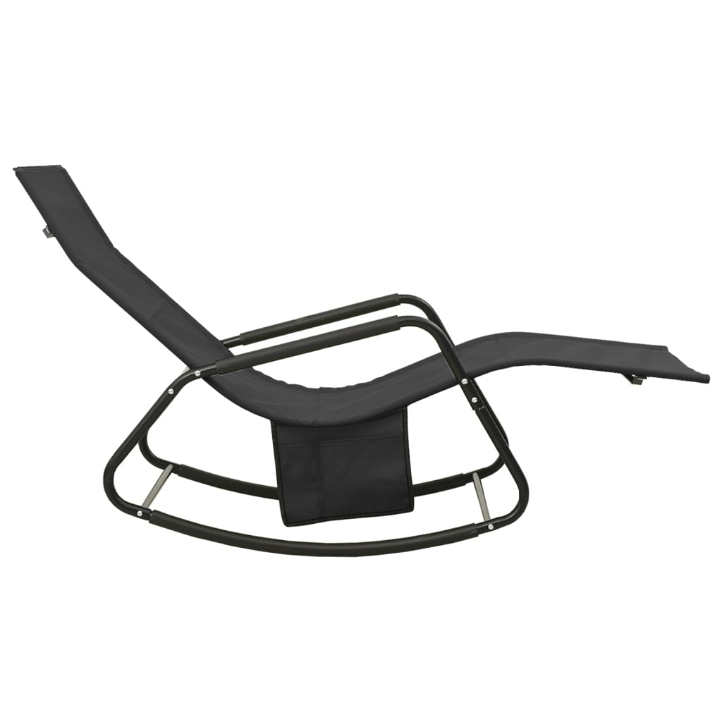 Chaise longue Acier et textilène Noir