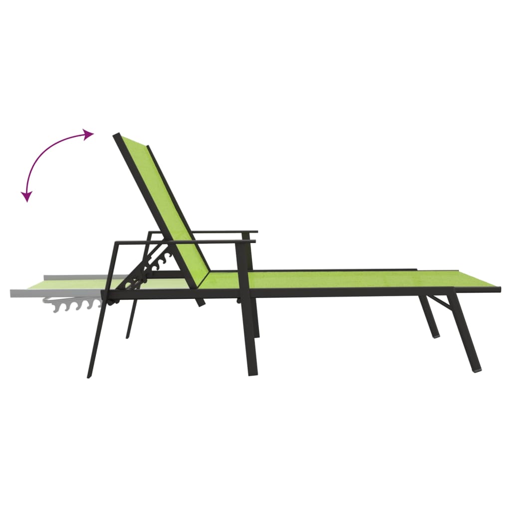 Chaise longue Acier et tissu textilène Vert