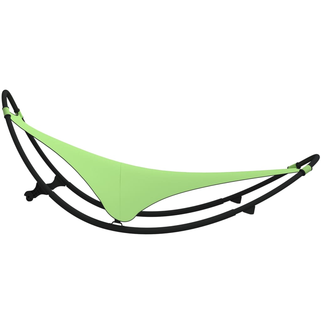 Chaise longue à bascule avec roues Acier et textilène Vert