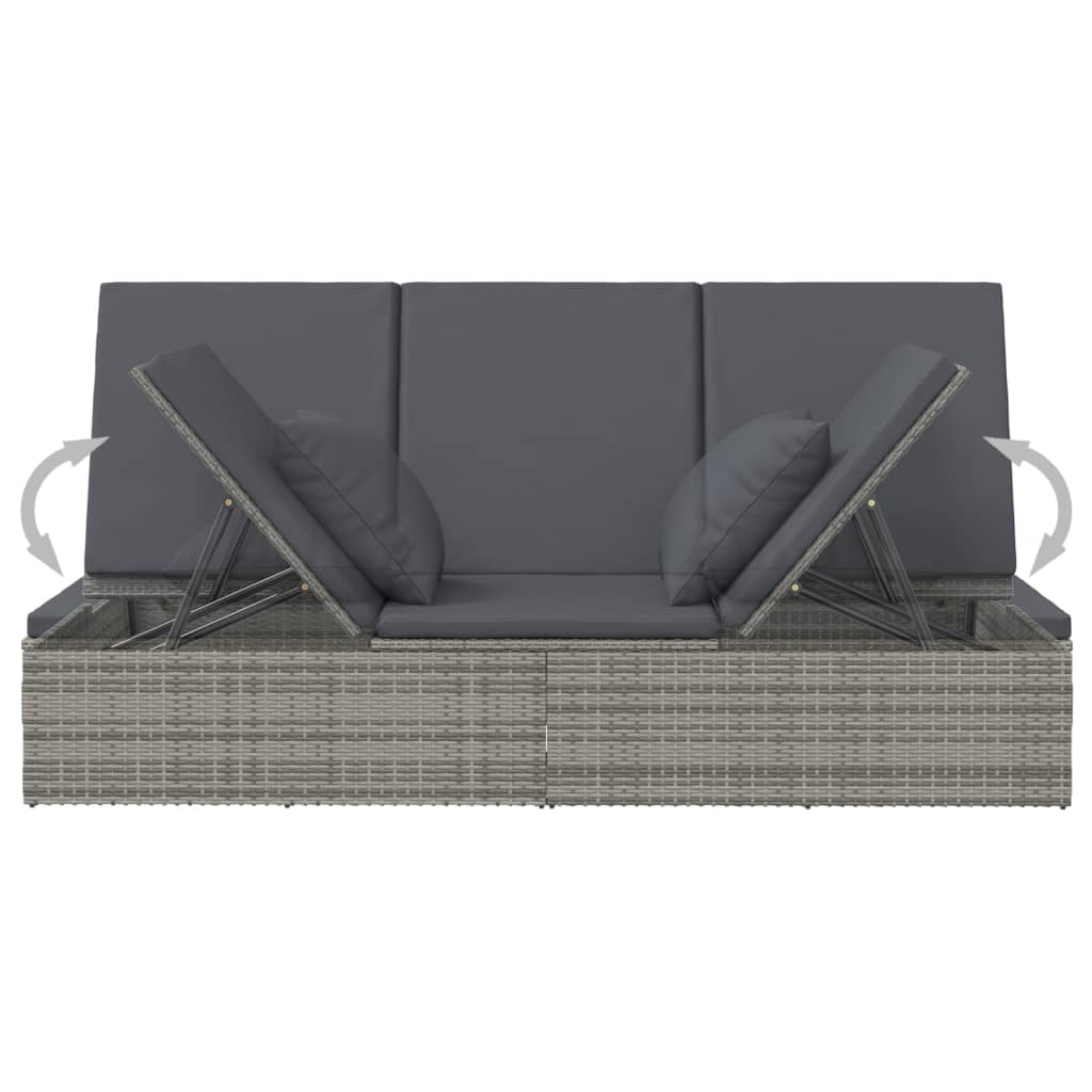Transat convertible avec coussin Résine tressée Gris foncé