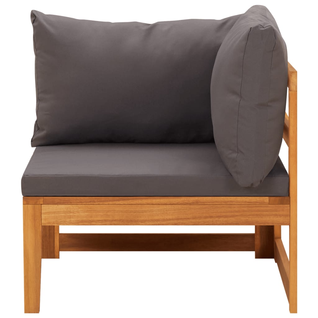 Salon de jardin 5 pcs avec coussins gris foncé Bois d'acacia