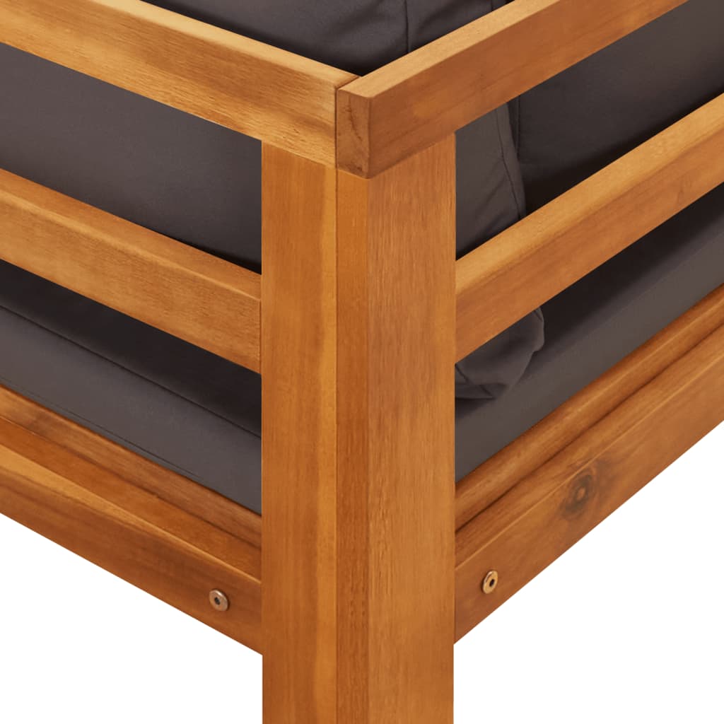 Salon de jardin 5 pcs avec coussins gris foncé Bois d'acacia