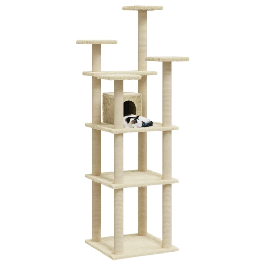 Arbre à chat avec griffoirs en sisal Crème 171 cm