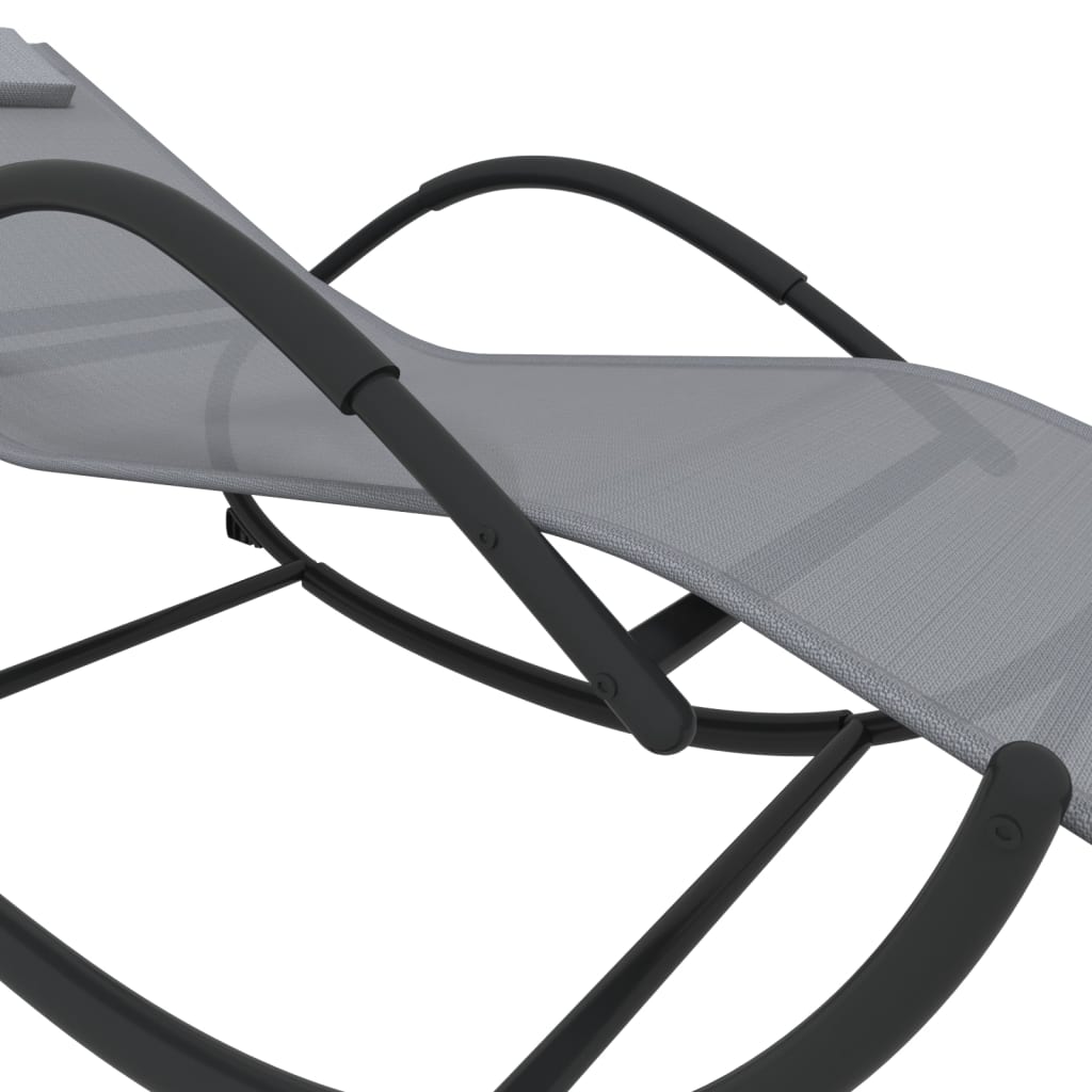 Chaise longue à bascule Gris Acier et textilène