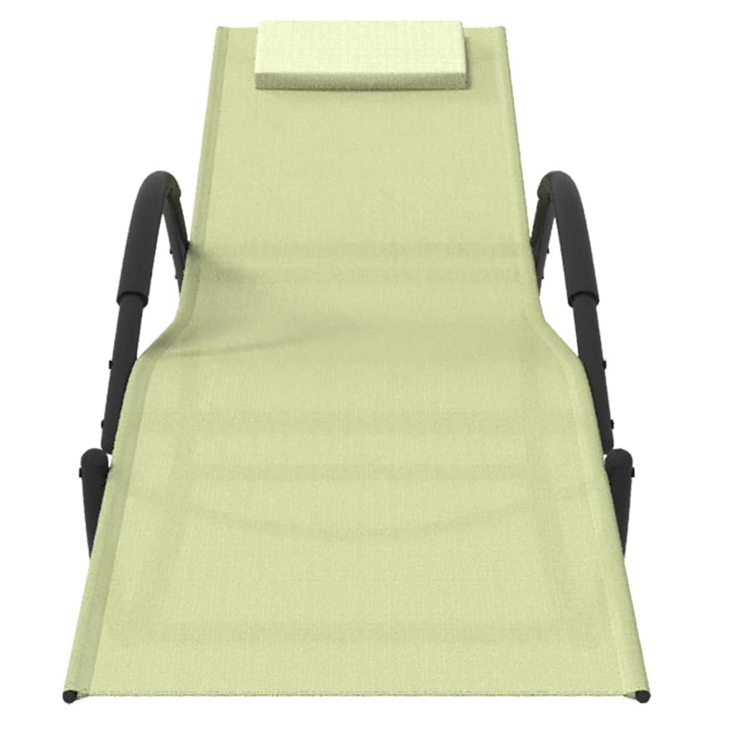 Chaises longues à bascule 2 pcs Crème Acier et textilène