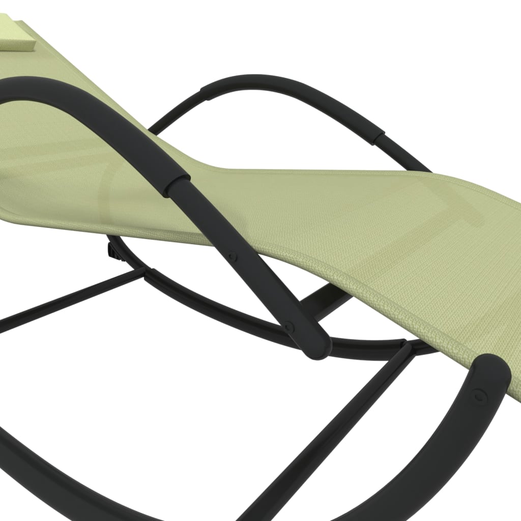 Chaises longues à bascule 2 pcs Crème Acier et textilène