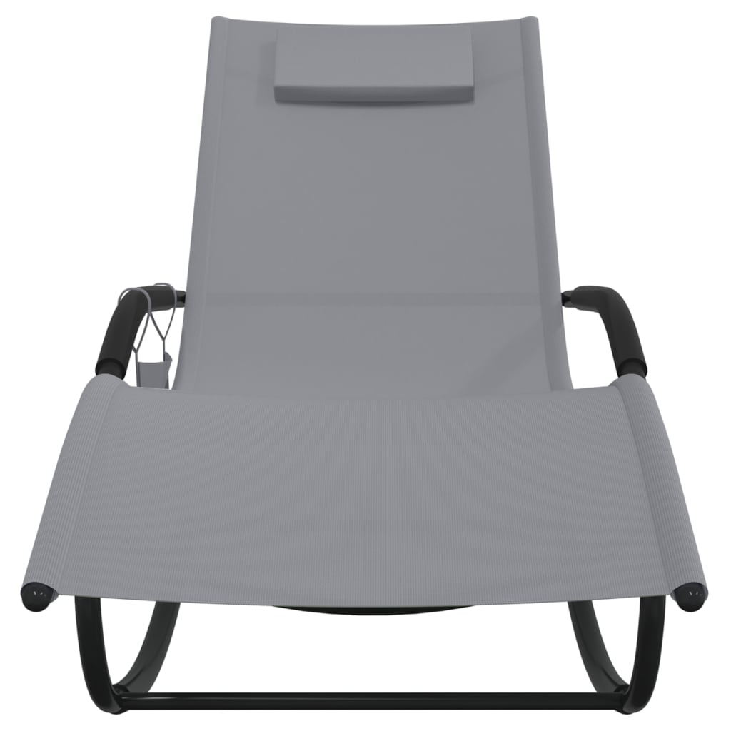 Chaises longues à bascule 2 pcs Gris Acier et textilène