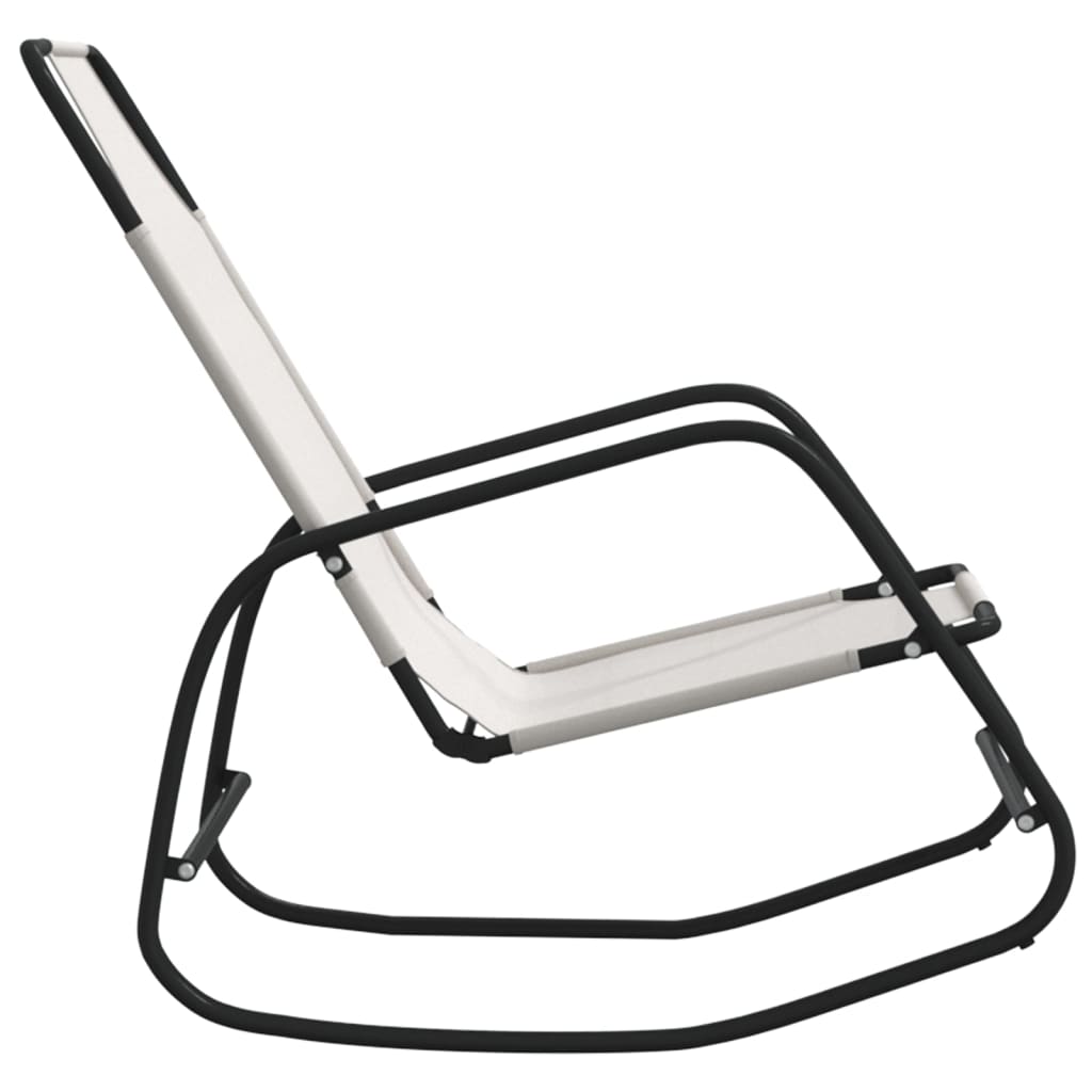 Chaises longues à bascule 2 pcs Crème Acier et textilène