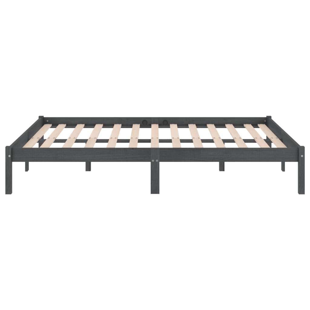 Cadre de lit Gris Bois de pin massif 200x200 cm
