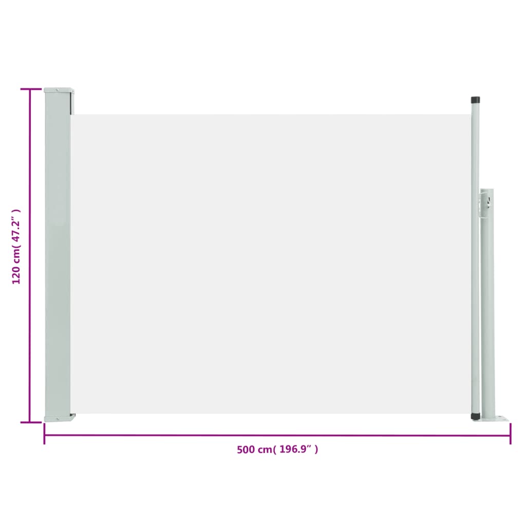 Auvent latéral rétractable de patio 117x500 cm Crème