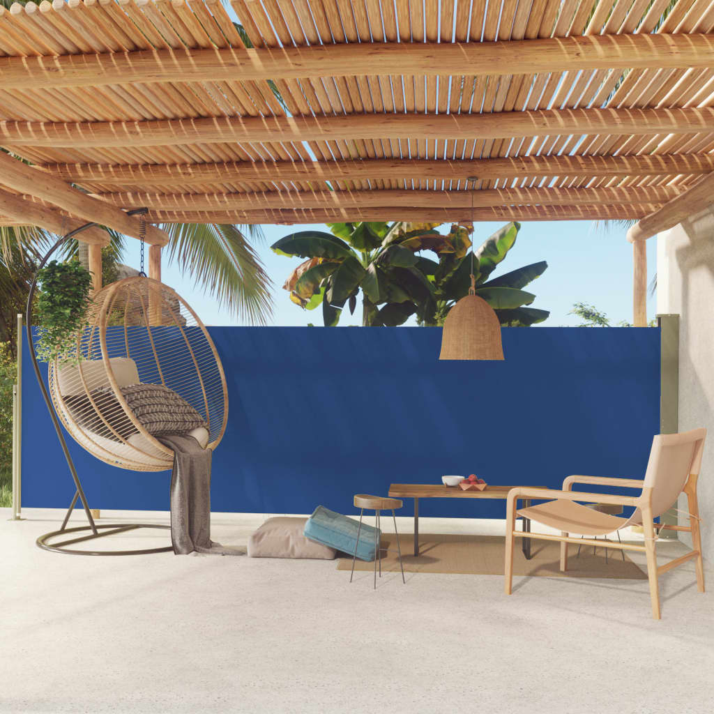 Auvent latéral rétractable de patio 160x500 cm Bleu