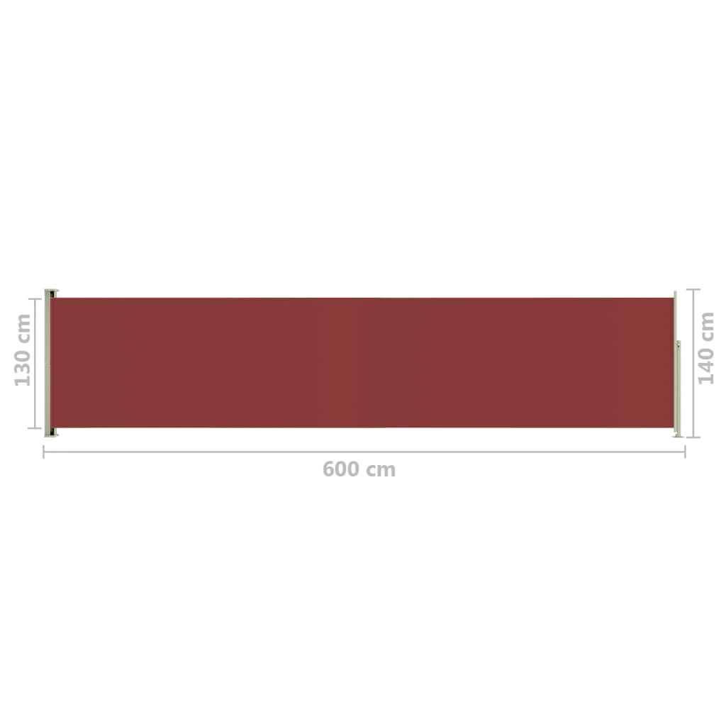 Auvent latéral rétractable de patio 140x600 cm Rouge