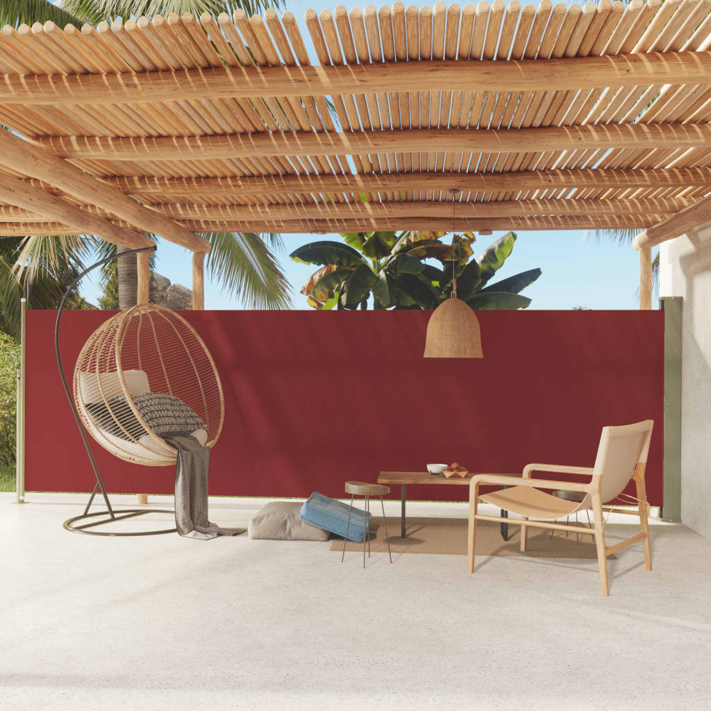 Auvent latéral rétractable de patio 160x600 cm Rouge