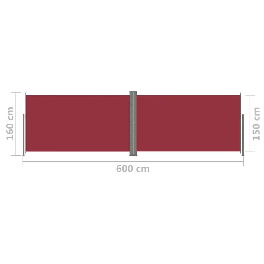 Auvent latéral rétractable Rouge 160x600 cm